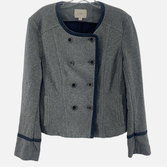 LOFT Gray Double-Breasted Jacket - Picture 1 of 7